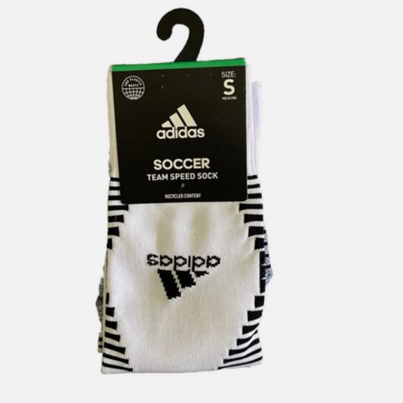Adidas Soccer Socks YOUTH SMALL White/Black Team Speed Compression - Picture 2 of 5